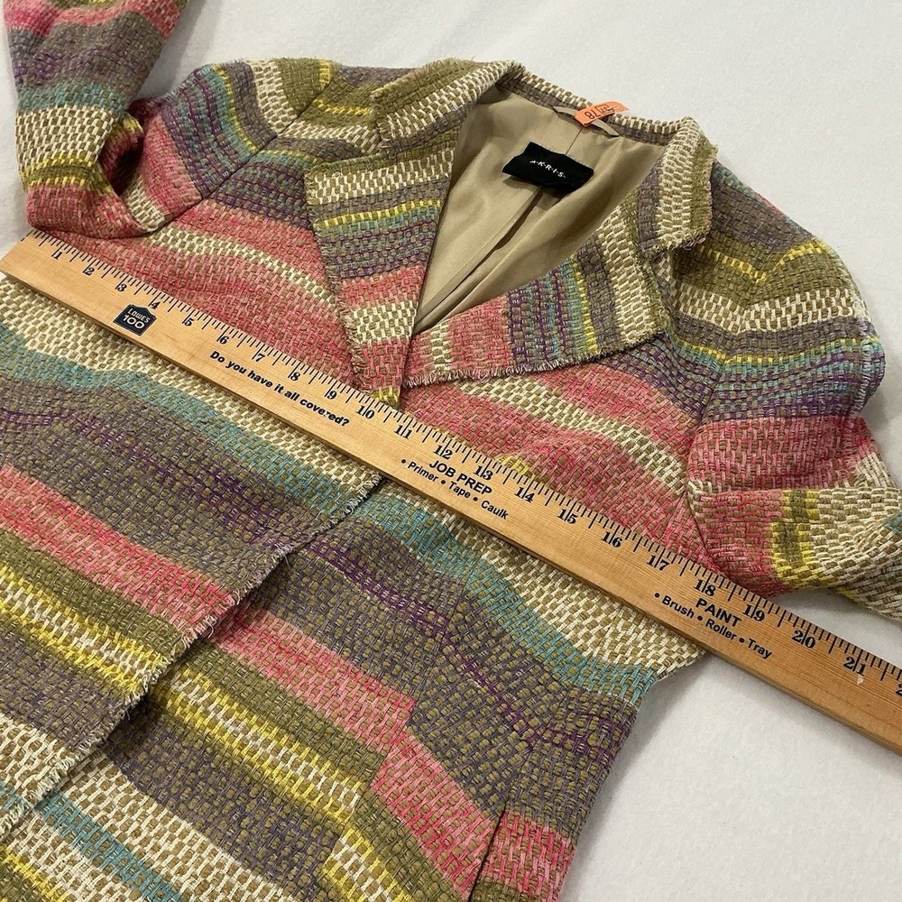 Akris Linen Blend Pastel Stripe 2 pc Suit Jacket Skirt Classic Chic Swiss Artsy - Picture 8 of 16